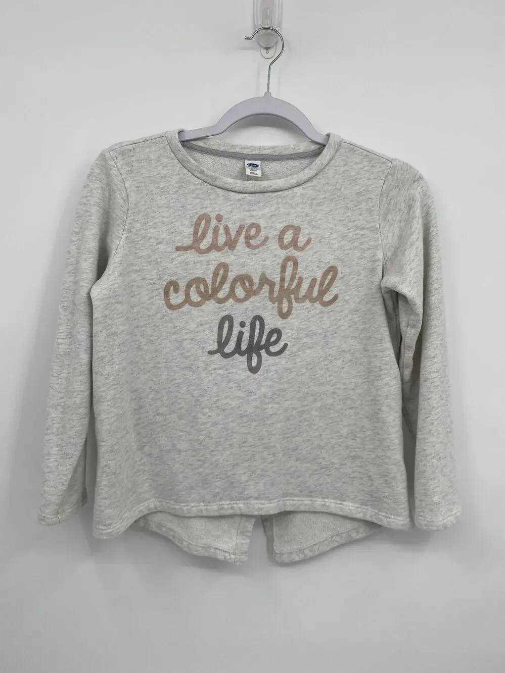 Old Navy Live A Colorful Life Statement Tee Gray Girl's Size Large 10-12